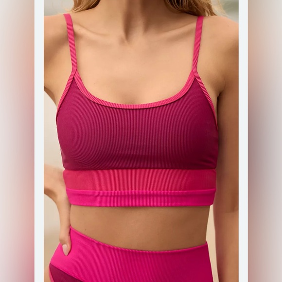 Beach Riot Eva Bikini Top Raspberry Colorblock - Picture 2 of 8
